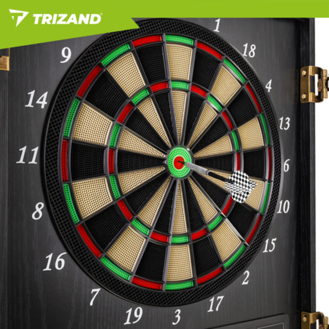 Trizand Elektronisch dartbord met afsluitbare kast, speelveld 35 cm, 4 LED displays, 27 spellen, 243 varianten, 1 tot 16 spelers, netvoeding