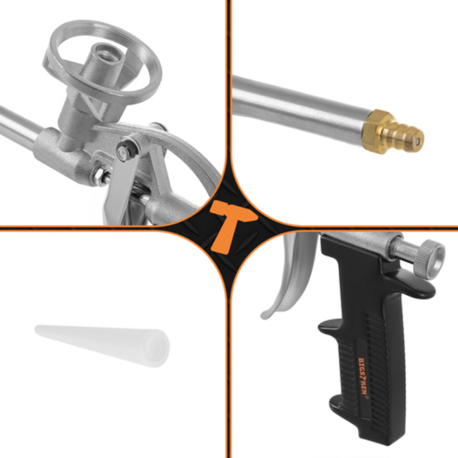 Bigstren Montageschuimpistool met stelknop en antislip handgreep, voor montageschuim en lijmschuim, netjes werken