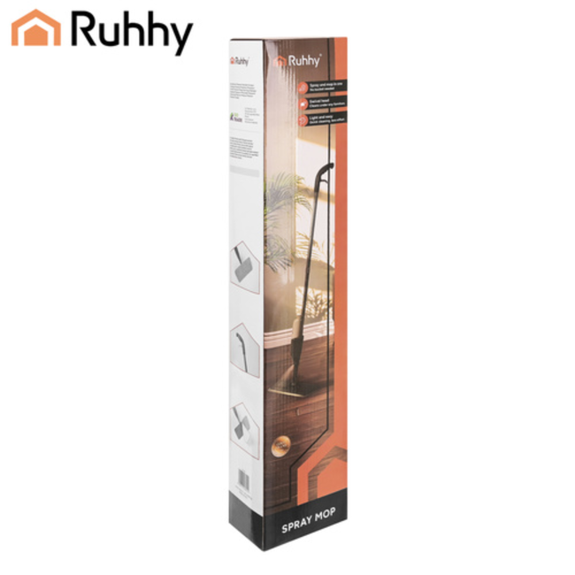 Ruhhy Spray mop 120 cm met sprayer in handgreep, 300 ml tank en 3 pads, voor laminaat en tegels