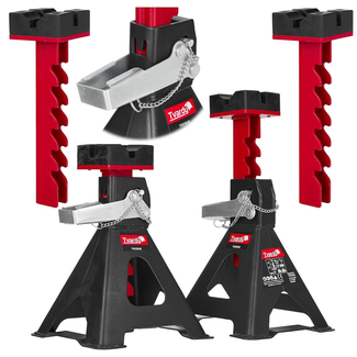 Tvardy Verstelbare assteunen voor auto 275 tot 430 mm, set van 2 met rubberen zadel en brede basis 200 x 200 mm