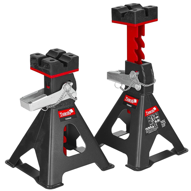 Tvardy Verstelbare assteunen voor auto 275 tot 430 mm, set van 2 met rubberen zadel en brede basis 200 x 200 mm