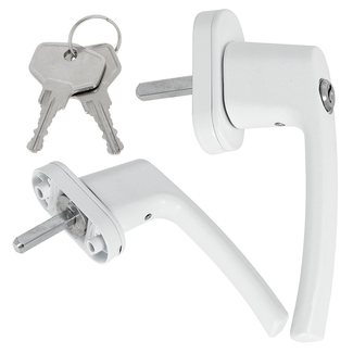 Keltin Witte raamgreep met sleutelslot van aluminium, snel te monteren met schroeven, voor ramen in huis en kantoor