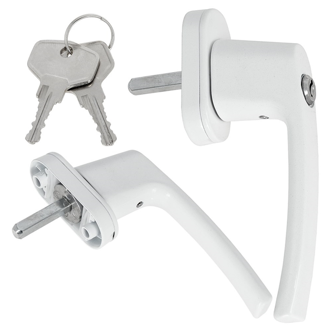 Keltin Witte raamgreep met sleutelslot van aluminium, snel te monteren met schroeven, voor ramen in huis en kantoor