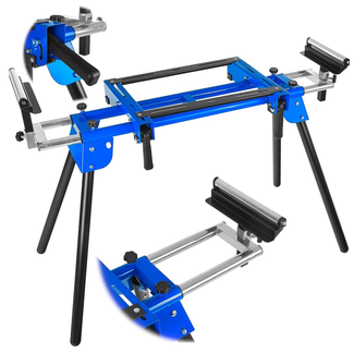 GEKO Afkortzaag standaard met inklapbare poten en verstelbare steunhoogte 810 tot 910 mm, voor lange werkstukken