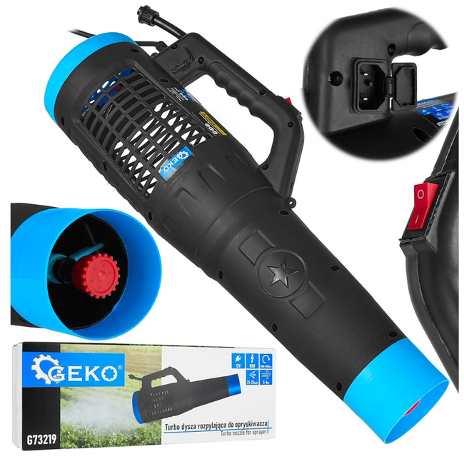 GEKO Elektrisch sproeimondstuk voor 12 V drukspuit met turbo motor 9000 tot 10000 rpm, gelijkmatige nevel
