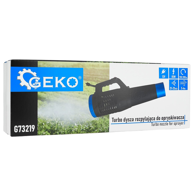 GEKO Elektrisch sproeimondstuk voor 12 V drukspuit met turbo motor 9000 tot 10000 rpm, gelijkmatige nevel