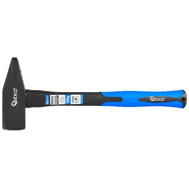 GEKO Hamer set 7 gewichten met glasvezel steel, 100 g 200 g 300 g 500 g 1000 g 1500 g 2000 g, voor werkplaats en bouw