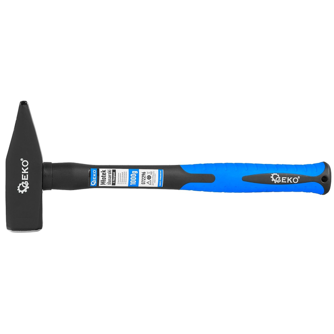 GEKO Hamer set 7 gewichten met glasvezel steel, 100 g 200 g 300 g 500 g 1000 g 1500 g 2000 g, voor werkplaats en bouw