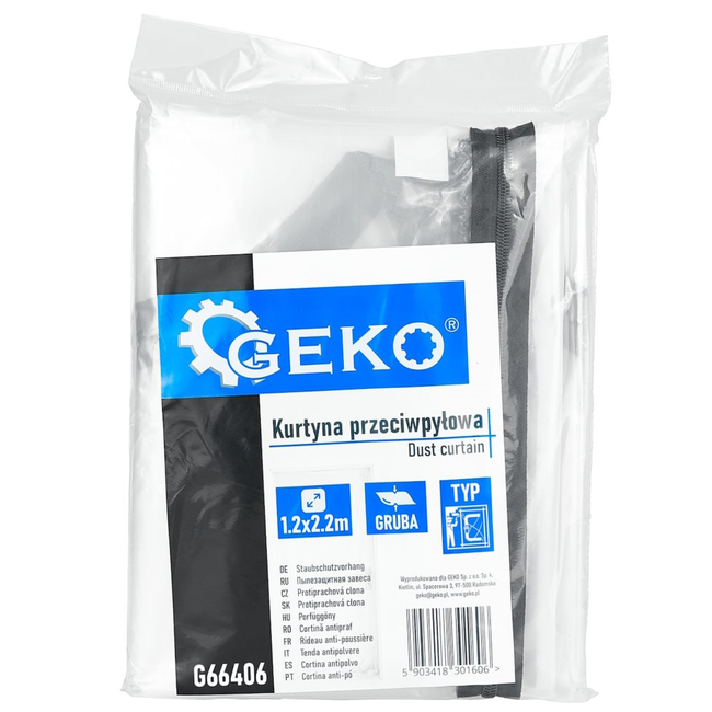 GEKO Stofdeur afdekfolie 220 x 120 cm met C rits, lichtdoorlatend en snel te monteren met tape