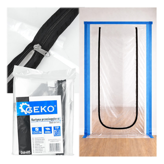GEKO Stofdeur afdekfolie 220 x 120 cm met U rits, lichtdoorlatend en snel te monteren met tape