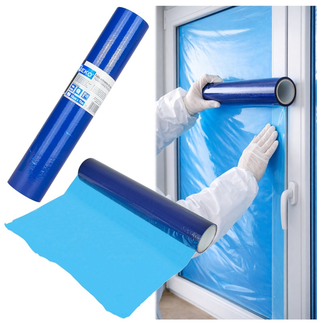 GEKO Afdekfolie zonder tape 50 cm x 75 m met UV filter, halftransparant blauw, voor glas en gladde oppervlakken
