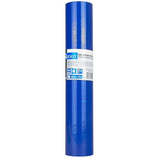 GEKO Afdekfolie zonder tape 50 cm x 25 m met UV filter, halftransparant blauw, voor glas en gladde oppervlakken
