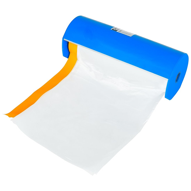 GEKO Dispenser voor schilderfolie 20 cm, veilig snijden zonder schaar of mes, éénhandige bediening, blauw