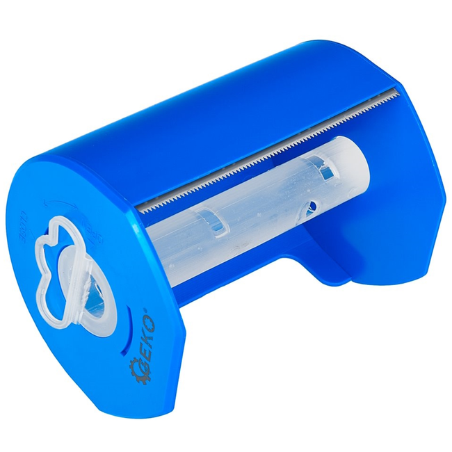 GEKO Dispenser voor schildersfolie 10 cm, éénhandige bediening, strak snijden zonder schaar of mes, blauw
