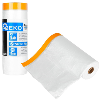 GEKO Schilderfolie met tape 270 cm x 20 m, HDPE 9 micron, rol 20 cm, ideaal voor dispenser 20 cm