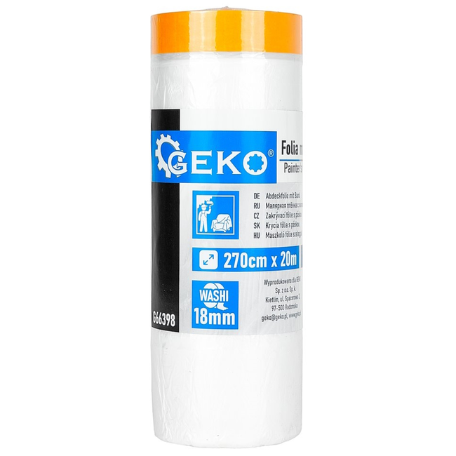 GEKO Schilderfolie met tape 270 cm x 20 m, HDPE 9 micron, rol 20 cm, ideaal voor dispenser 20 cm