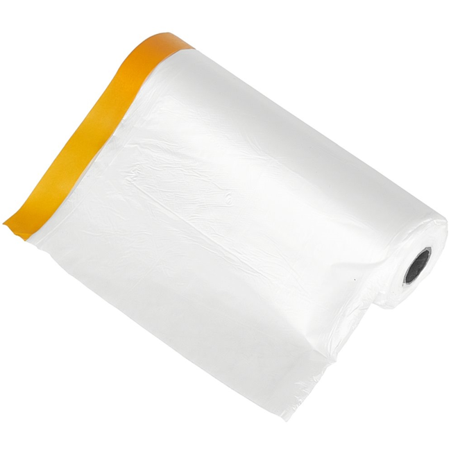 GEKO Schilderfolie met tape 180 cm x 20 m, HDPE 9 micron, rol 20 cm, ideaal voor dispenser 20 cm