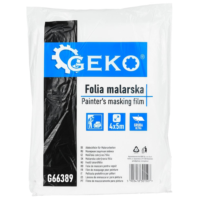 GEKO Zware beschermfolie THICK ULTRA 20 m2, LDPE 49 micron, 900 g, scheurbestendig en stabiel liggend