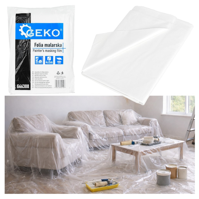 GEKO THICK EXTRA beschermfolie 20 m2, LDPE 35 micron, 644 g, stevig en slijtvast voor vloer en meubels