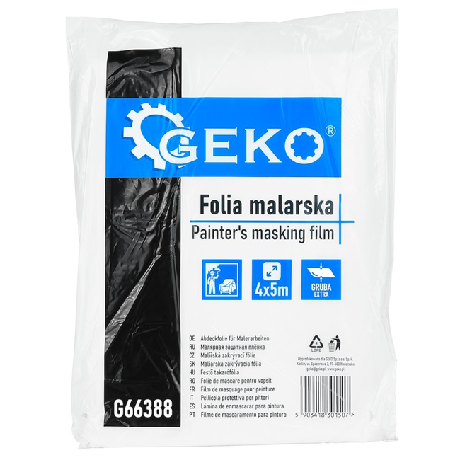 GEKO THICK EXTRA beschermfolie 20 m2, LDPE 35 micron, 644 g, stevig en slijtvast voor vloer en meubels