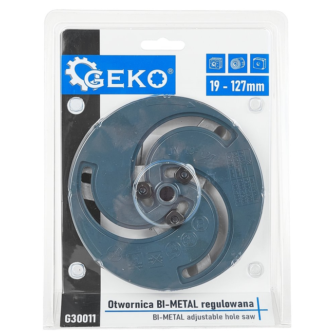 GEKO Verstelbare bi-metaal gatenzaag 19–127 mm voor hout, gipsplaat en kunststof, inclusief 2 modules en centreerboor