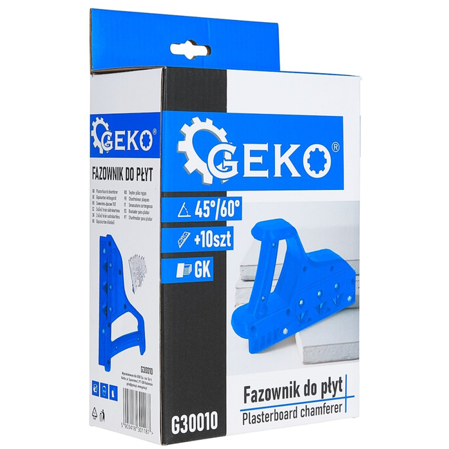 GEKO Gipsplaat afschuiner met ergonomische handgreep, 45° en 60° modules en 3 messen per module voor strak voegen