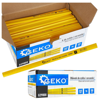 GEKO Potlood voor glas en keramiek 240 mm 7B, bulkverpakking 100 stuks, duidelijke markering op gladde oppervlakken