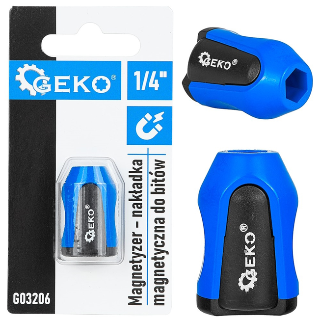 GEKO Magnetische schroefhouder voor 1/4" bits, opschuifbaar met sterke magneet voor installatiewerk