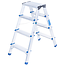 GEKO Lichtgewicht dubbelzijdige huishoudtrap 4 treden met platform 18 x 30 cm, max 150 kg, compact en makkelijk op te bergen