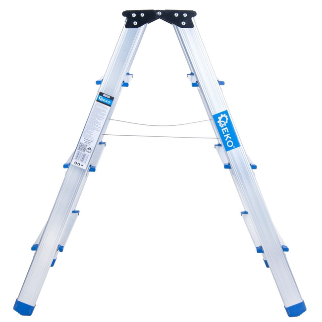 GEKO Lichtgewicht dubbelzijdige huishoudtrap 4 treden met platform 18 x 30 cm, max 150 kg, compact en makkelijk op te bergen