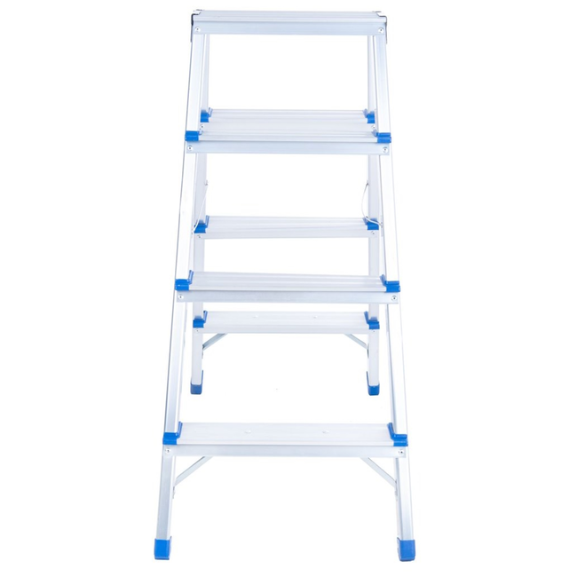 GEKO Lichtgewicht dubbelzijdige huishoudtrap 4 treden met platform 18 x 30 cm, max 150 kg, compact en makkelijk op te bergen