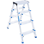GEKO Lichtgewicht dubbelzijdige huishoudtrap 4 treden met platform 18 x 30 cm, max 150 kg, compact en makkelijk op te bergen