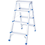 GEKO Lichtgewicht dubbelzijdige huishoudtrap 4 treden met platform 18 x 30 cm, max 150 kg, compact en makkelijk op te bergen