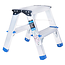 GEKO Compacte dubbelzijdige huishoudtrap 2 treden met platform 18 x 30 cm, max 150 kg, antislip doppen en veiligheidskabels