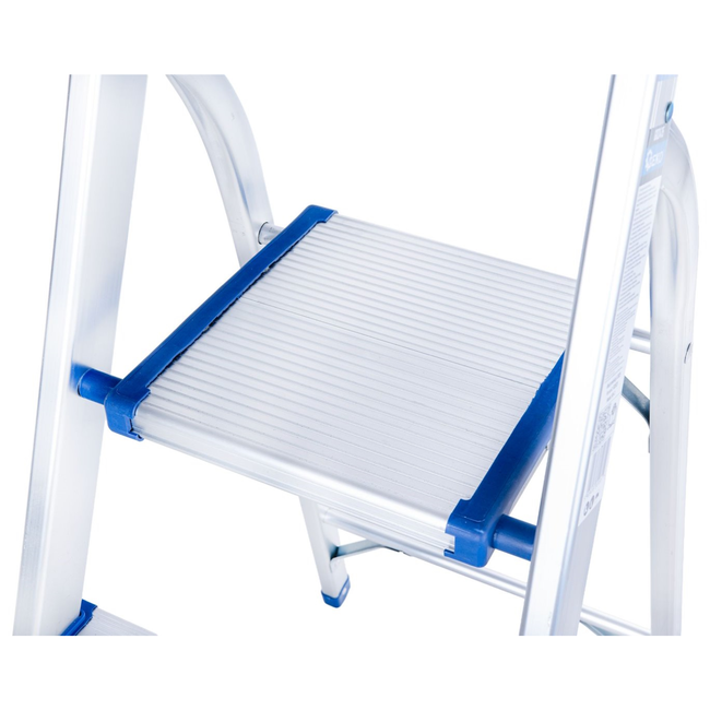 GEKO Aluminium huishoudtrap 6 treden met veiligheidsbeugel, werkhoogte ongeveer 3,19 m, tot 150 kg