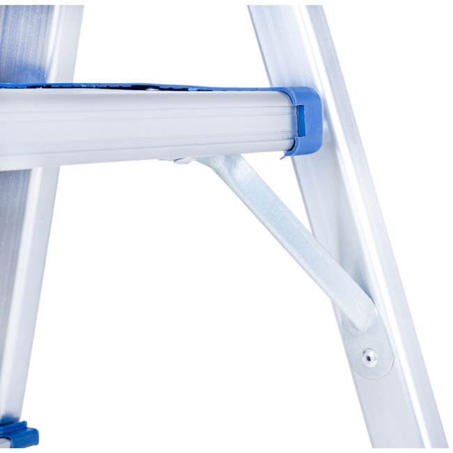 GEKO Aluminium huishoudtrap 6 treden met veiligheidsbeugel, werkhoogte ongeveer 3,19 m, tot 150 kg