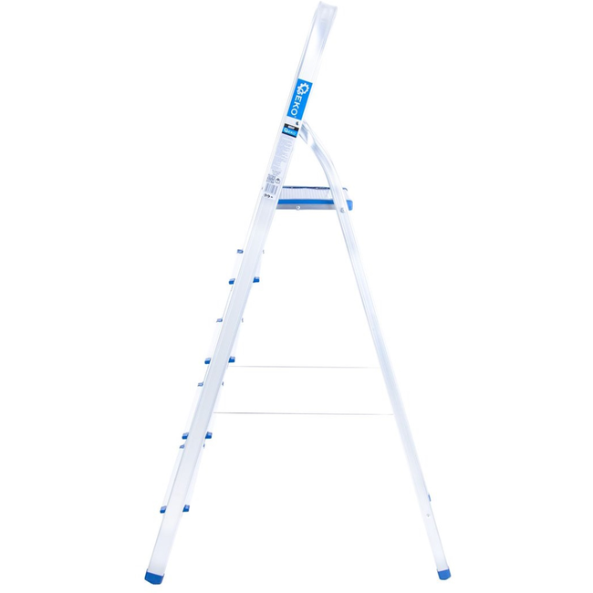 GEKO Aluminium huishoudtrap 5 treden met veiligheidsbeugel, werkhoogte ongeveer 3 m, tot 150 kg