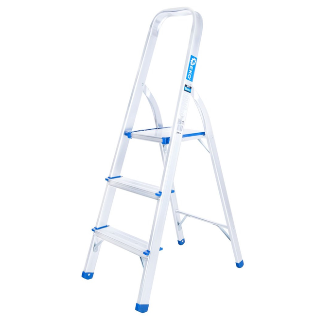 GEKO Inklapbare trapladder met platform en brede treden, licht 2,4 kg, tot 150 kg, voor thuis en werkplaats