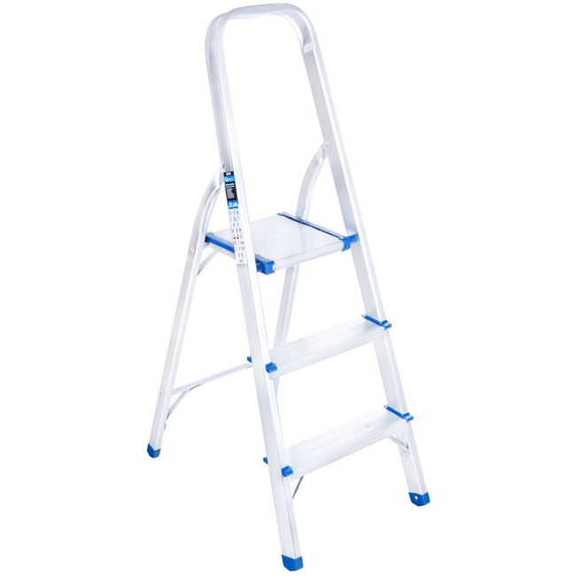 GEKO Inklapbare trapladder met platform en brede treden, licht 2,4 kg, tot 150 kg, voor thuis en werkplaats