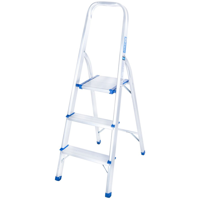 GEKO Inklapbare trapladder met platform en brede treden, licht 2,4 kg, tot 150 kg, voor thuis en werkplaats