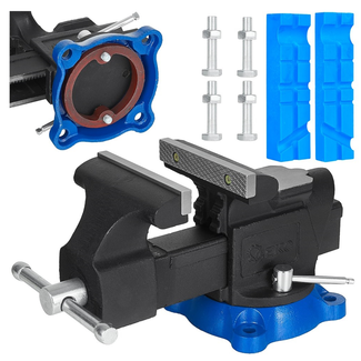 GEKO Draaibare bankschroef 5" 125 mm met aambeeld en trapeziumspindel, maximale bekopening 140 mm