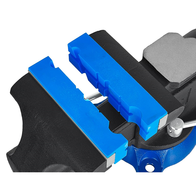 GEKO Draaibare bankschroef 5" 125 mm met aambeeld en trapeziumspindel, maximale bekopening 140 mm