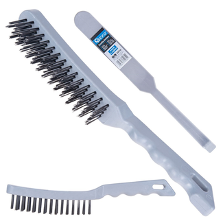 GEKO Draadborstel met staaldraad 4 rijen, smal 3 cm breed voor roest verwijderen en gericht reinigen