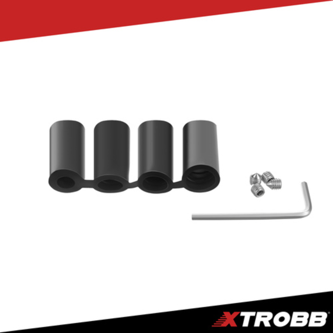 Xtrobb Universele versnellingspookknop met geperforeerd PU eco-leer, rood stiksel en chrome details