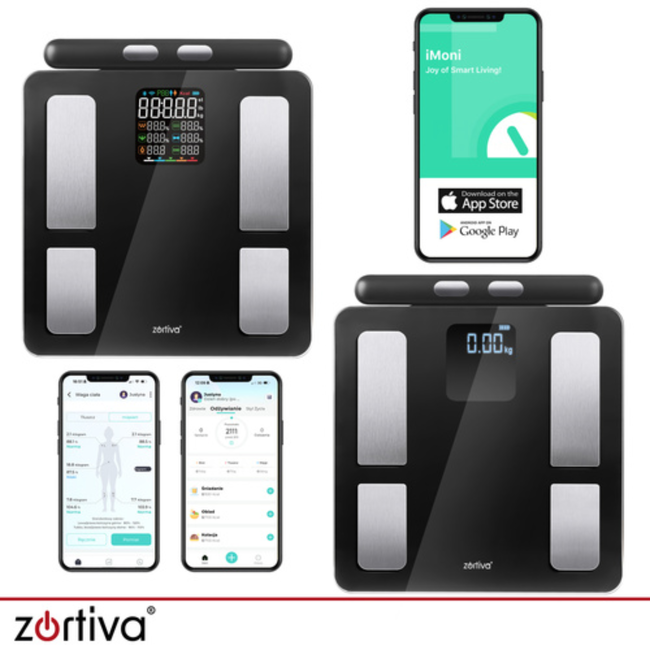 Ruhhy Slimme Badkamerweegschaal met Lichaamsanalyse – BMI, Vet, Spieren, Water en Botmassa