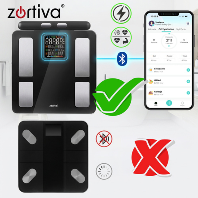 Ruhhy Slimme Badkamerweegschaal met Lichaamsanalyse – BMI, Vet, Spieren, Water en Botmassa