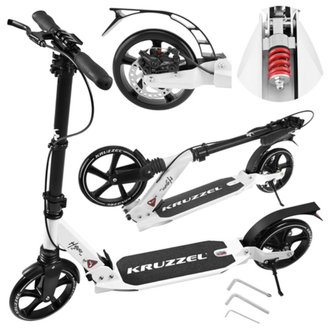 Kruzzel Inklapbare Stadsstep met Grote Wielen – Verstelbaar Stuur, Schijfrem en Antislip Deck