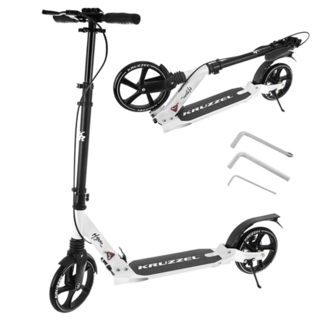 Kruzzel Inklapbare Stadsstep met Grote Wielen – Verstelbaar Stuur, Schijfrem en Antislip Deck