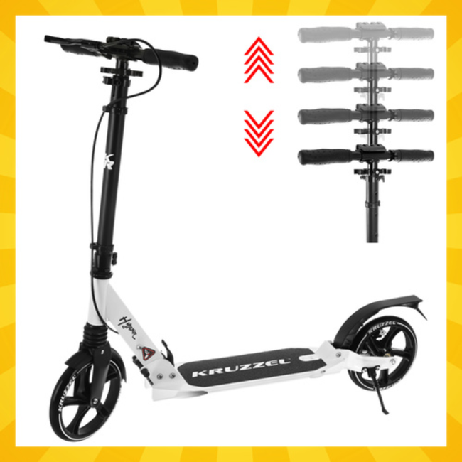Kruzzel Inklapbare Stadsstep met Grote Wielen – Verstelbaar Stuur, Schijfrem en Antislip Deck