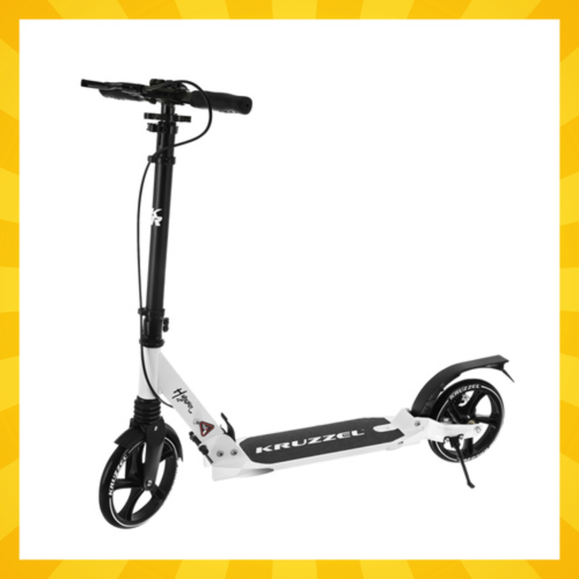 Kruzzel Inklapbare stadsstep met 200 mm wielen, schijfrem en verstelbaar stuur, zwart-wit